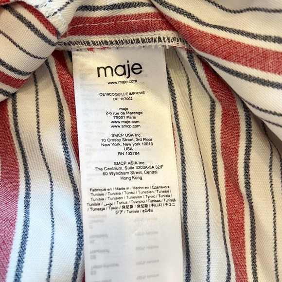 NWT Maje Coquille Ruched Striped Shirt - Picture 10 of 13